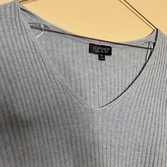 Top Shop Blue Ribbed Knit Sweater Size 6 - Picture 3 of 6